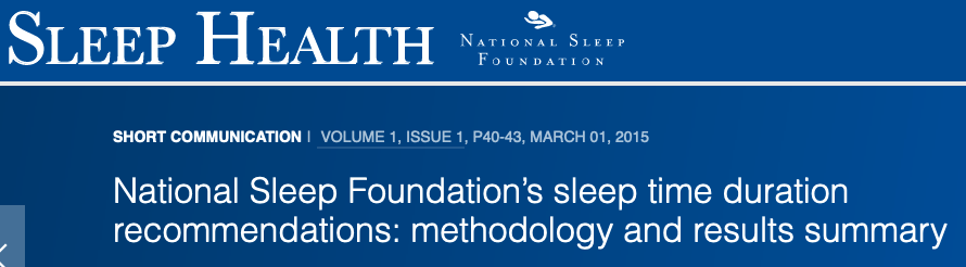 Screenshot of article "National Sleep Foundation’s sleep time duration recommendations: methodology and results summary"